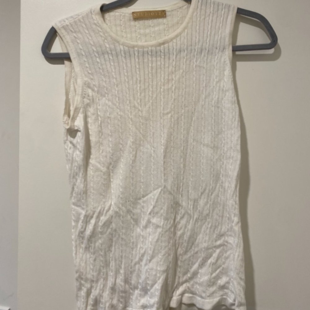 Women's White Cable-Knit Sweater Vest